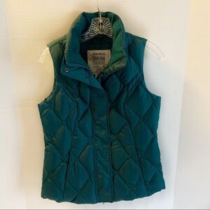 Eddie Bauer Forest Green Premire Quality Goose Down Zippered Vest size XS